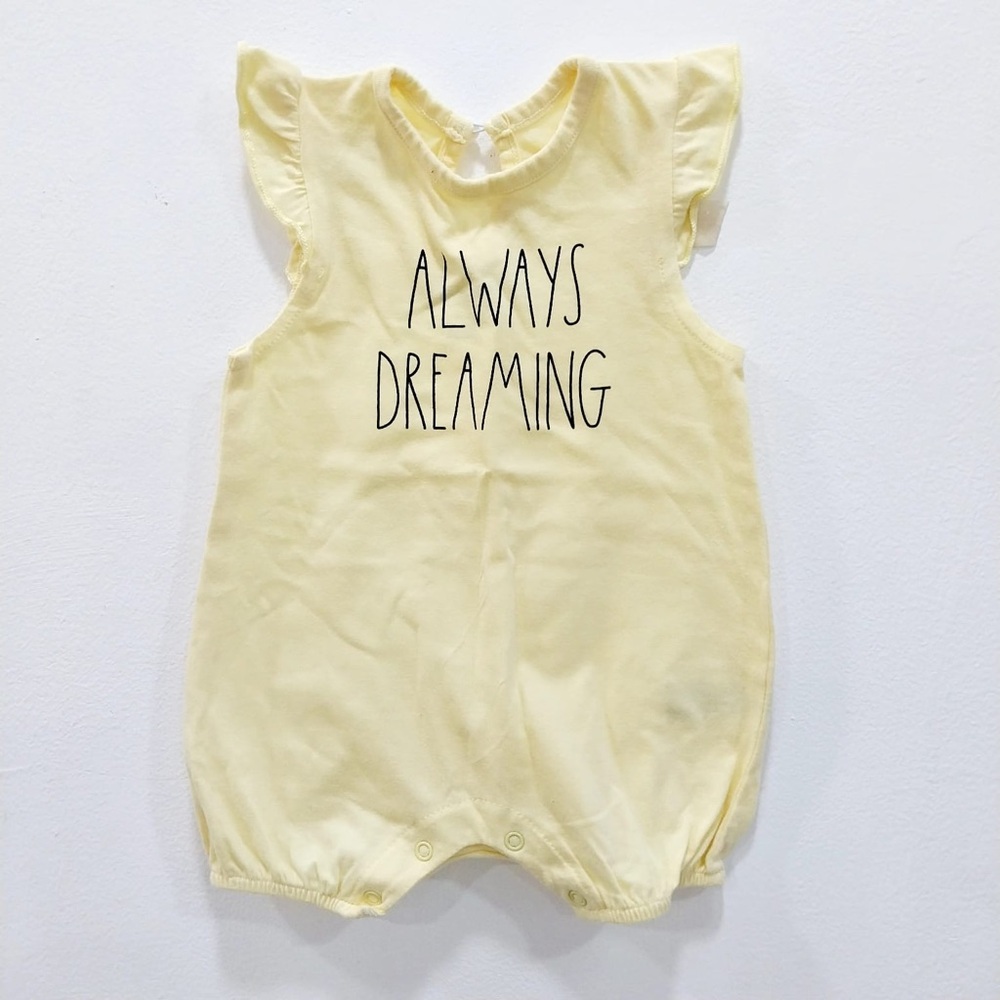 Rae Dunn Romper 0-3m 3 Month 0-3 Yellow One Piece Outfit